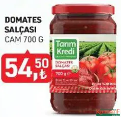 TARIM KREDİ DOMATES SALÇASI 700 G fiyat ve kampanya bilgisi